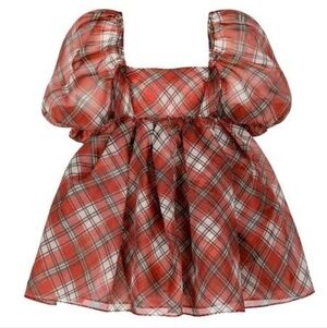 Selkie Jane Eyre Puff Dress 1X Red Plaid
